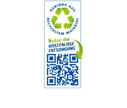 Recycling-Logo inkl. QR-Code zur kostenlosen Entsorgung Grünes Recycling-Logo inkl. QR-Code zur kostenlosen Entsorgung